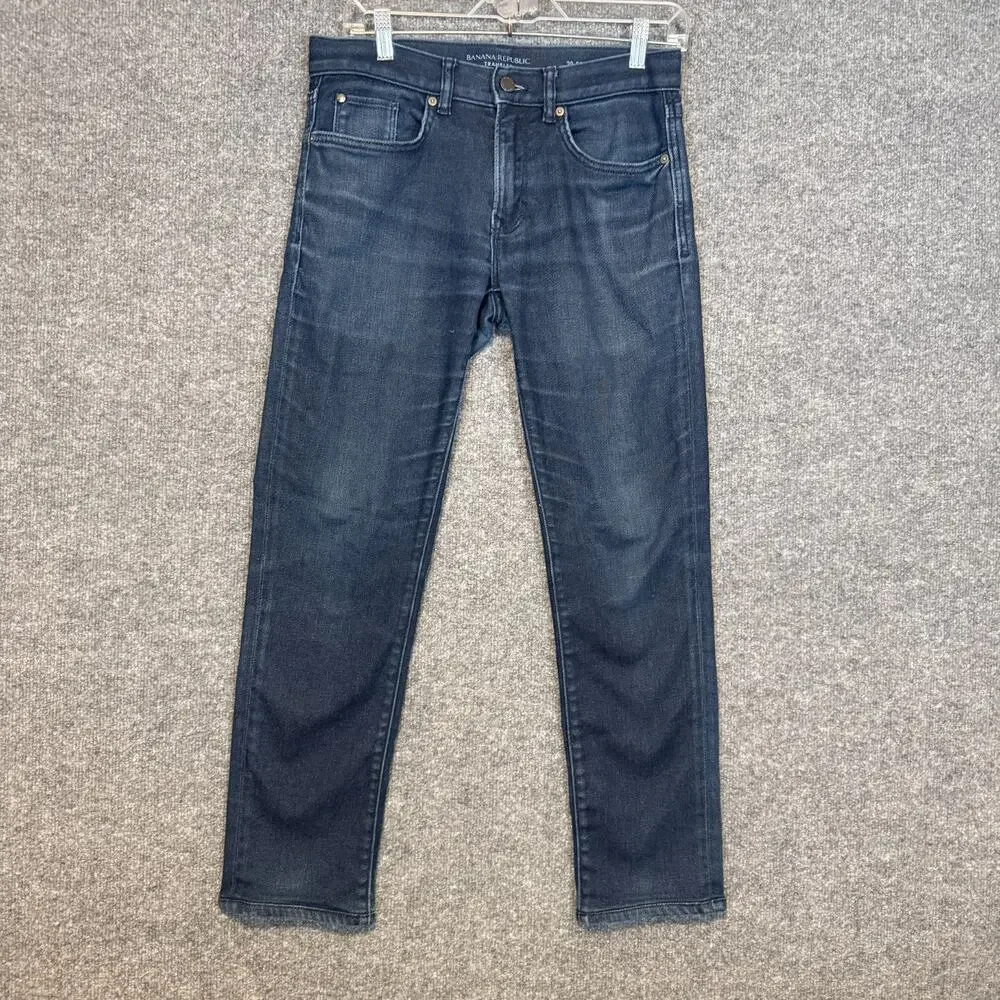 Banana Republic Jeans Mens 29x32 Blue Traveler Slim Fit Straight‎ Stretch Casual